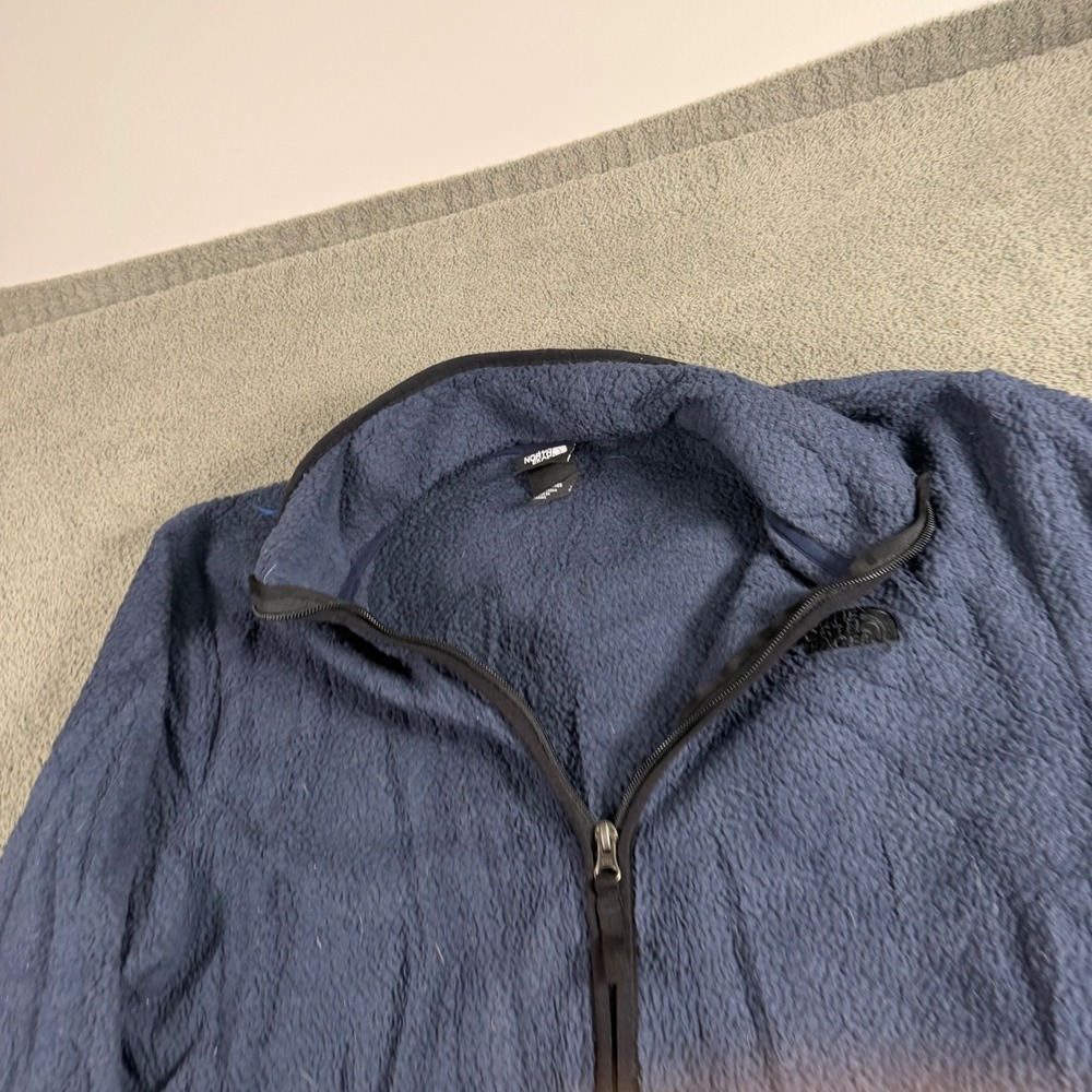The North Face Mens Large Navy Blue Sherpa Fleece Full Zip Jacket Mock Neck